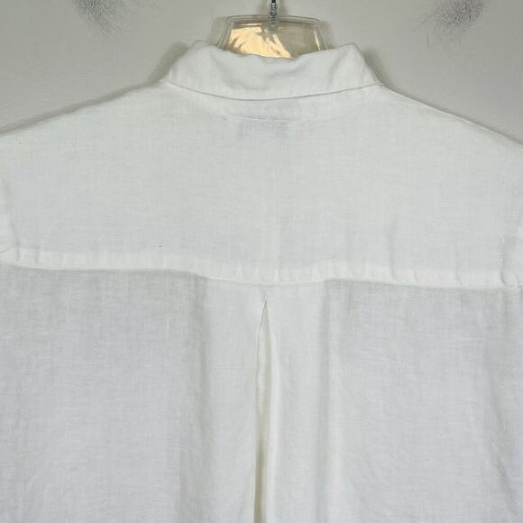 Lauren Alexandra 100% Linen Top Size 10 White Classic Button Up Boxy Beach - Picture 7 of 8